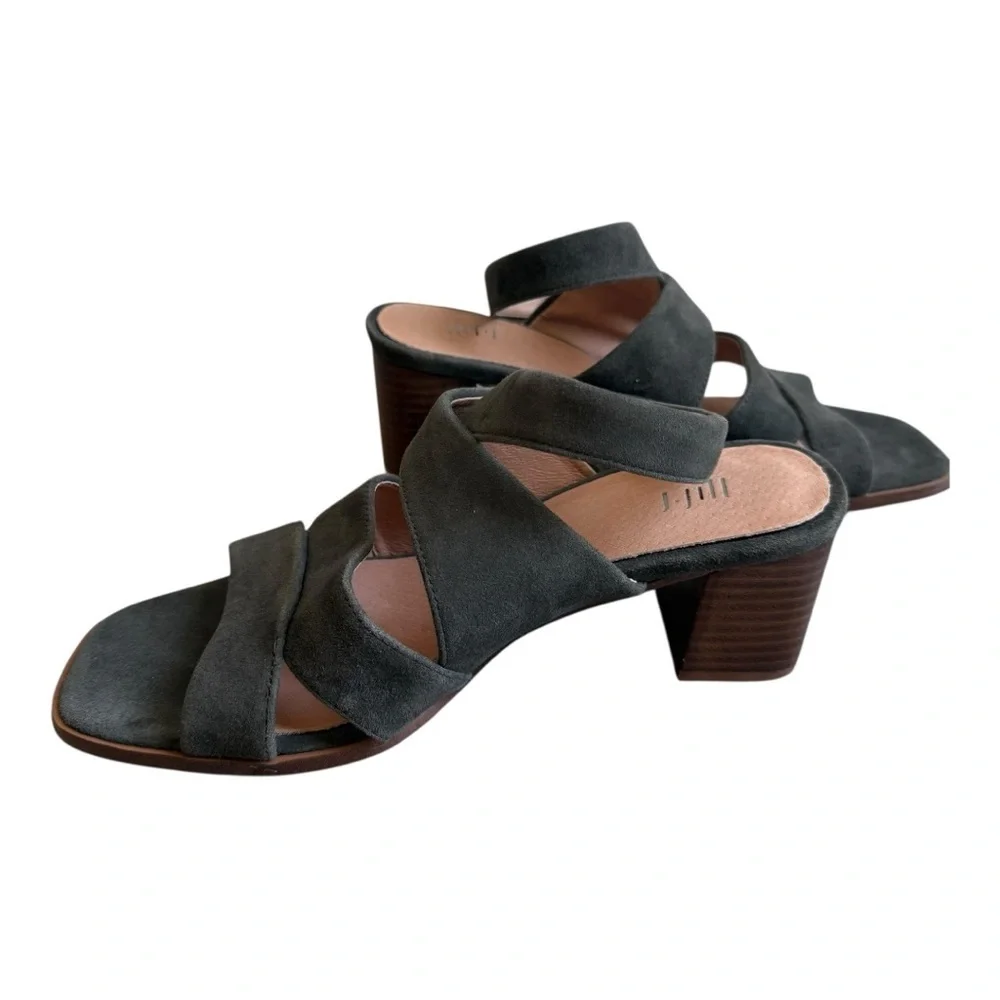 J Jill Gray / Sage Suede‎ Criss Cross Ankle Wrap Heeled Sandals Size 8.5